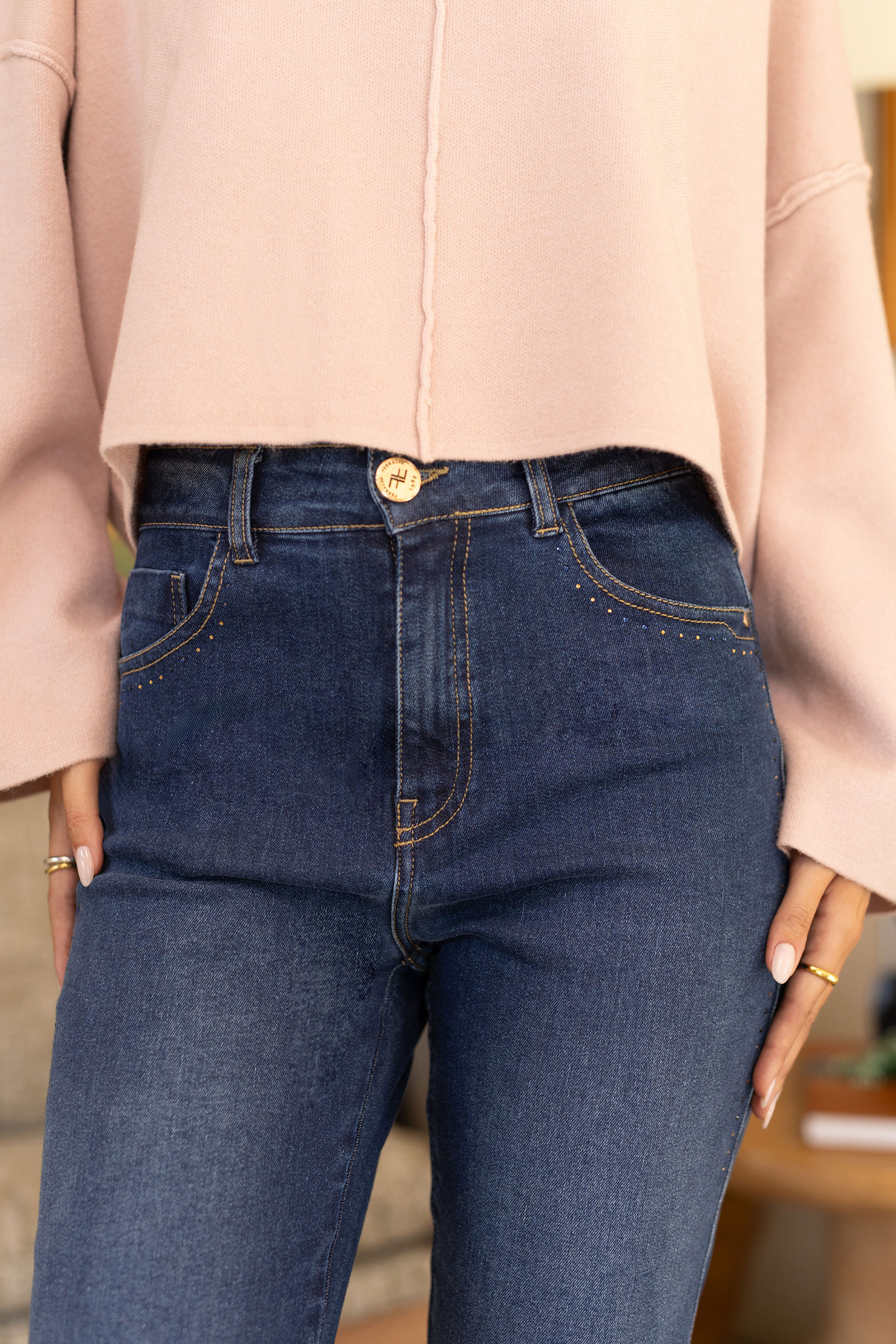 Vaqueros de corte recto en algodón