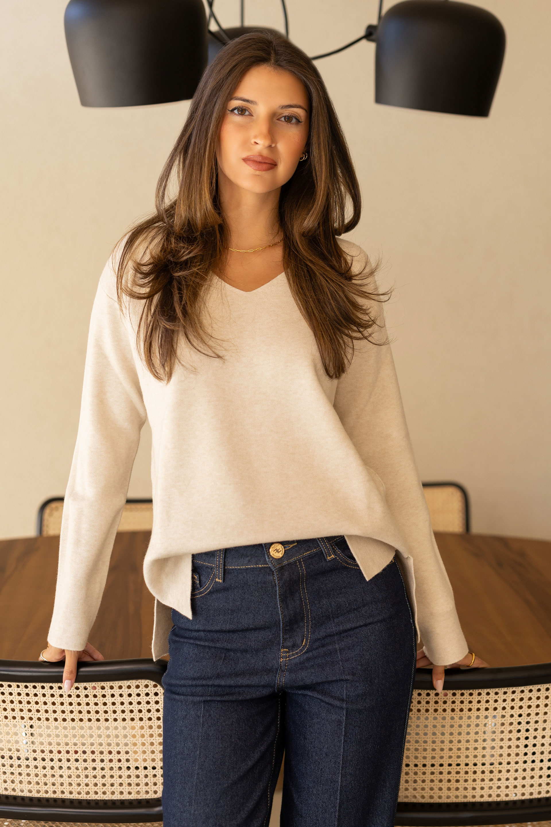 Jersey de punto con escote en v