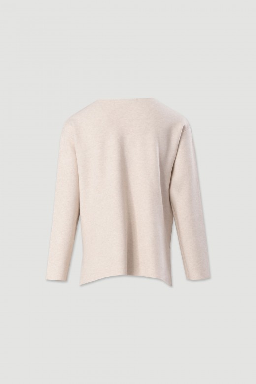Knit sweater with v-neckline