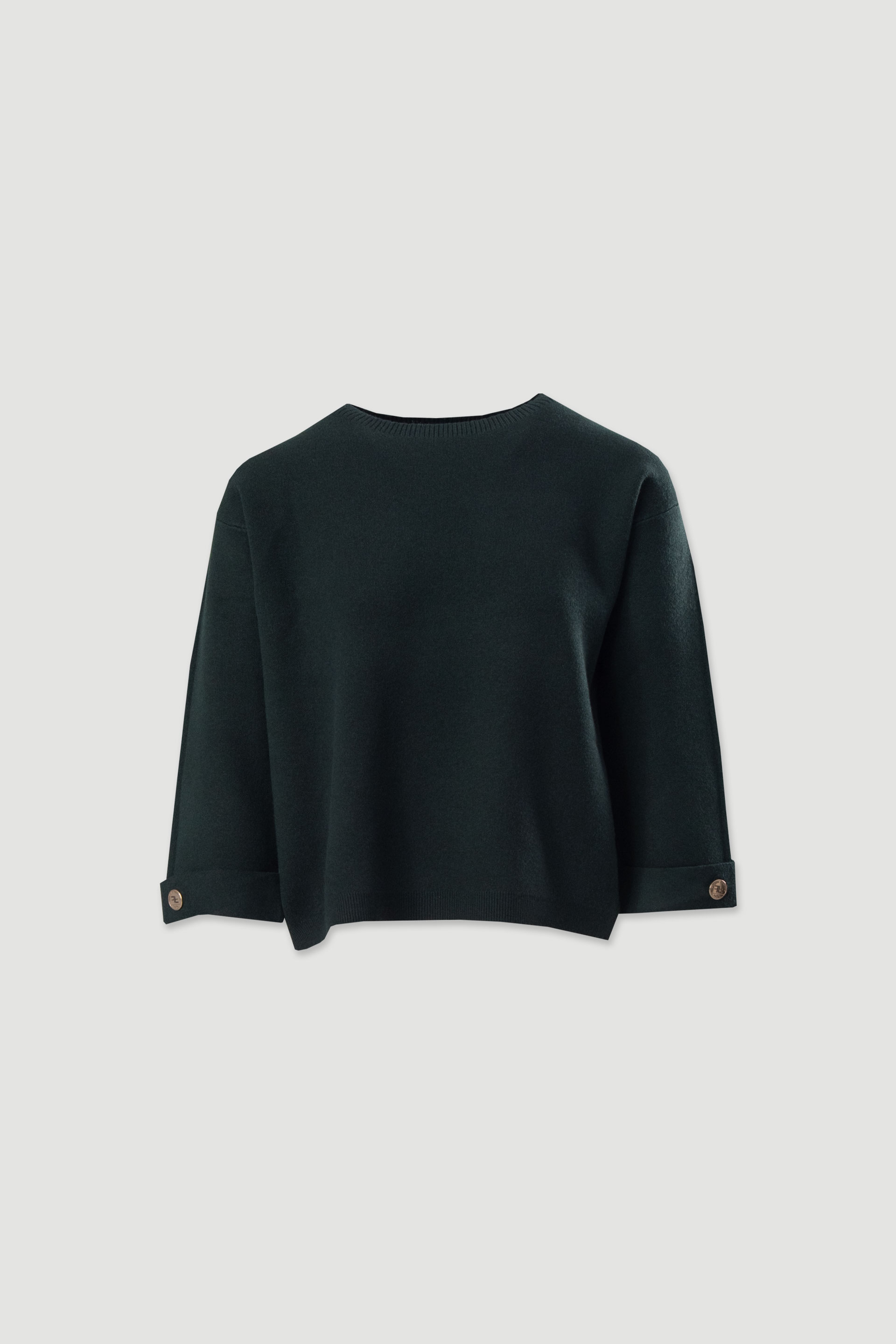 Knit sweater with 3/4 sleeves and button detail