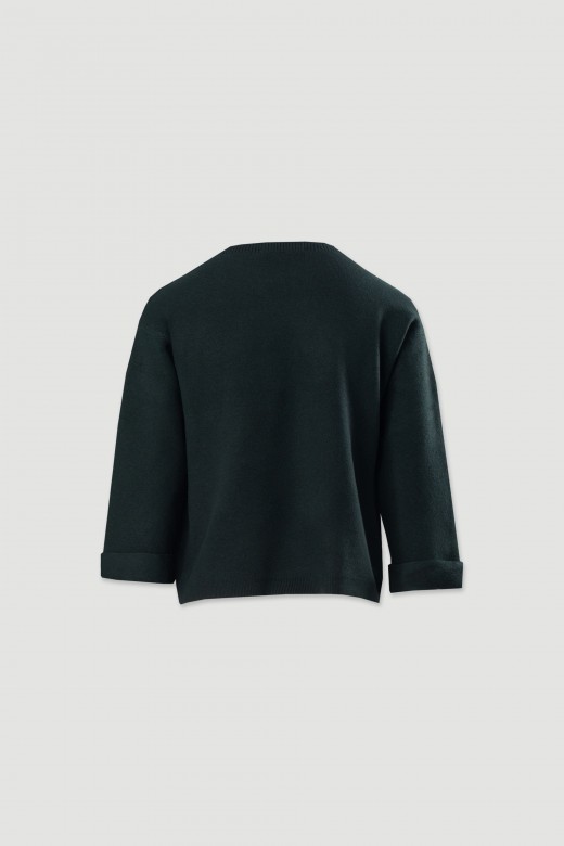 Pull en maille avec manches 3/4 et bouton