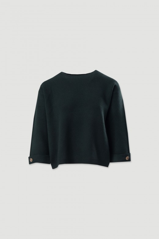 Pull en maille avec manches 3/4 et bouton