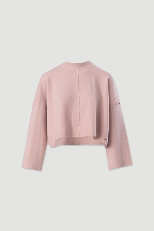 Pull court en maille avec dtail nervur