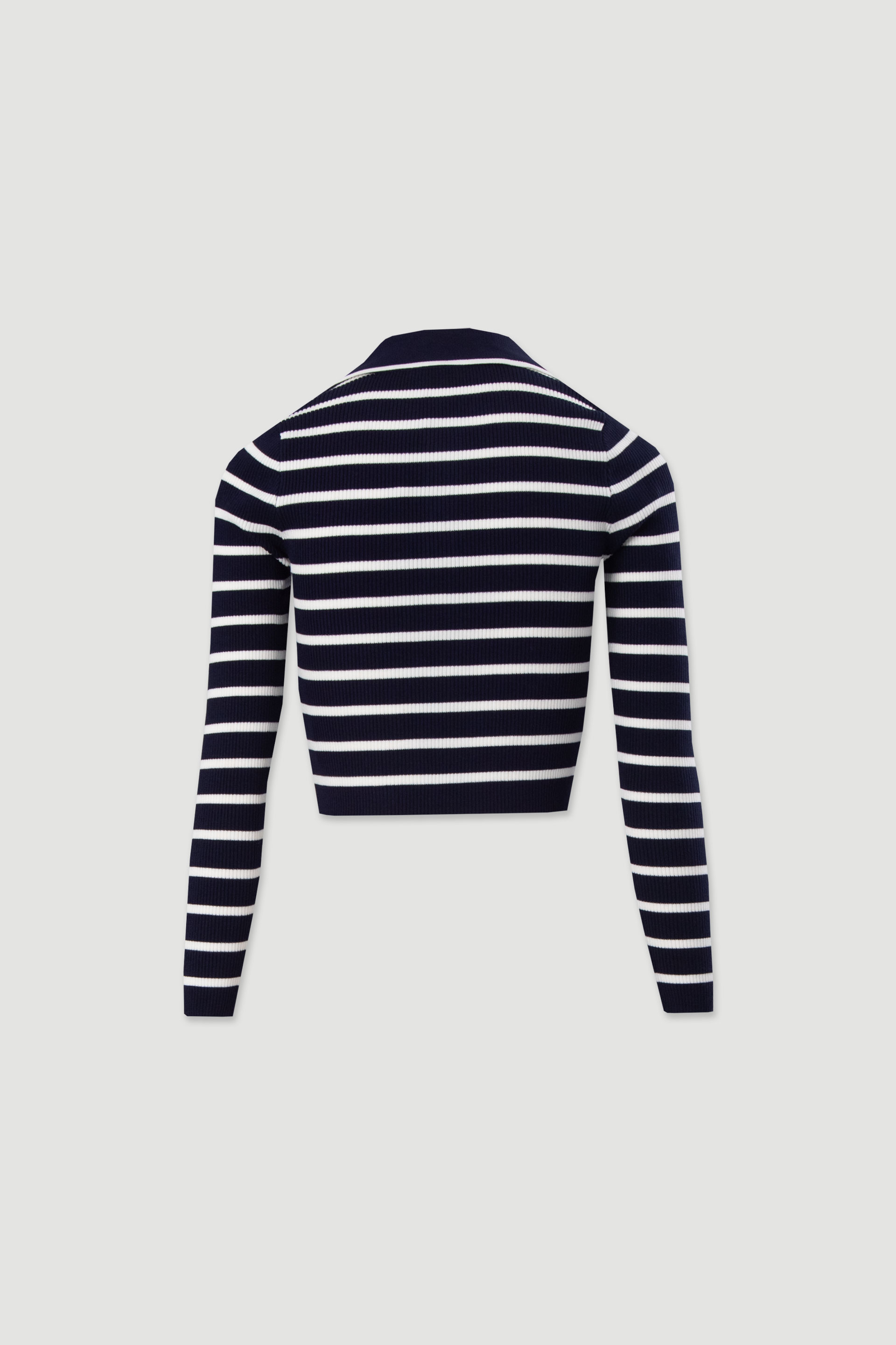 Ribbed striped knit polo
