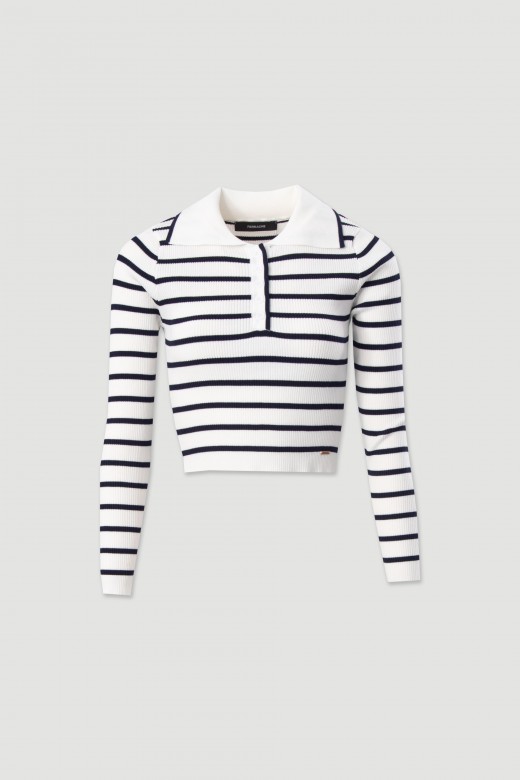 Polo en maille ctele  rayures
