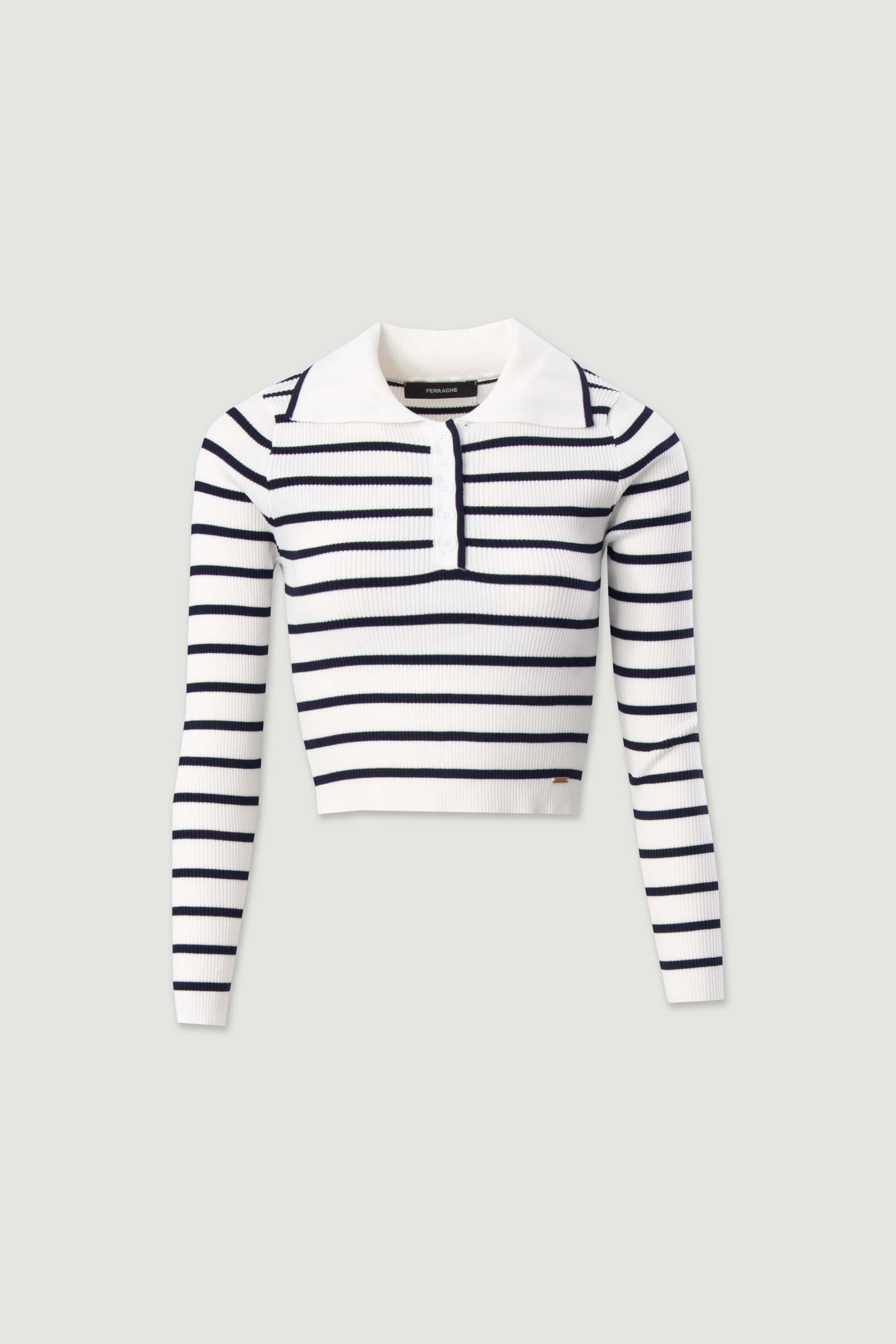 Ribbed striped knit polo