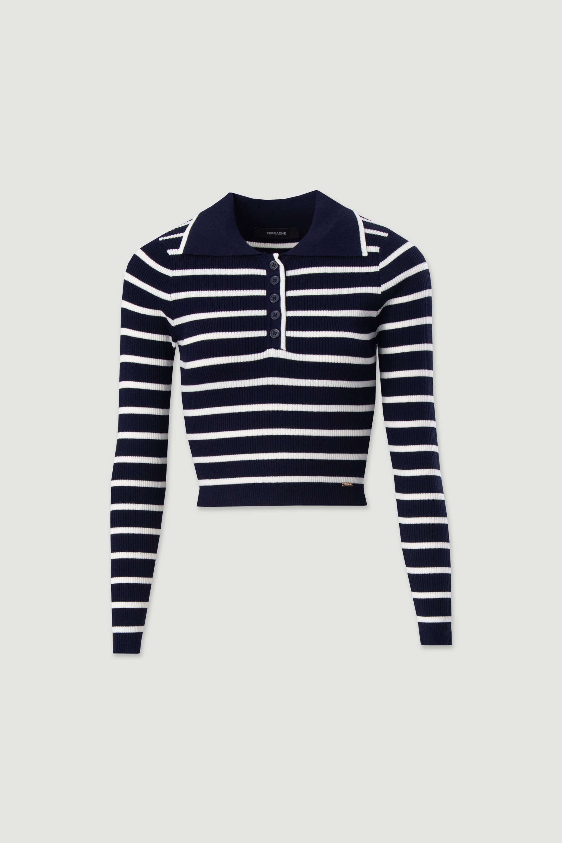 Ribbed striped knit polo