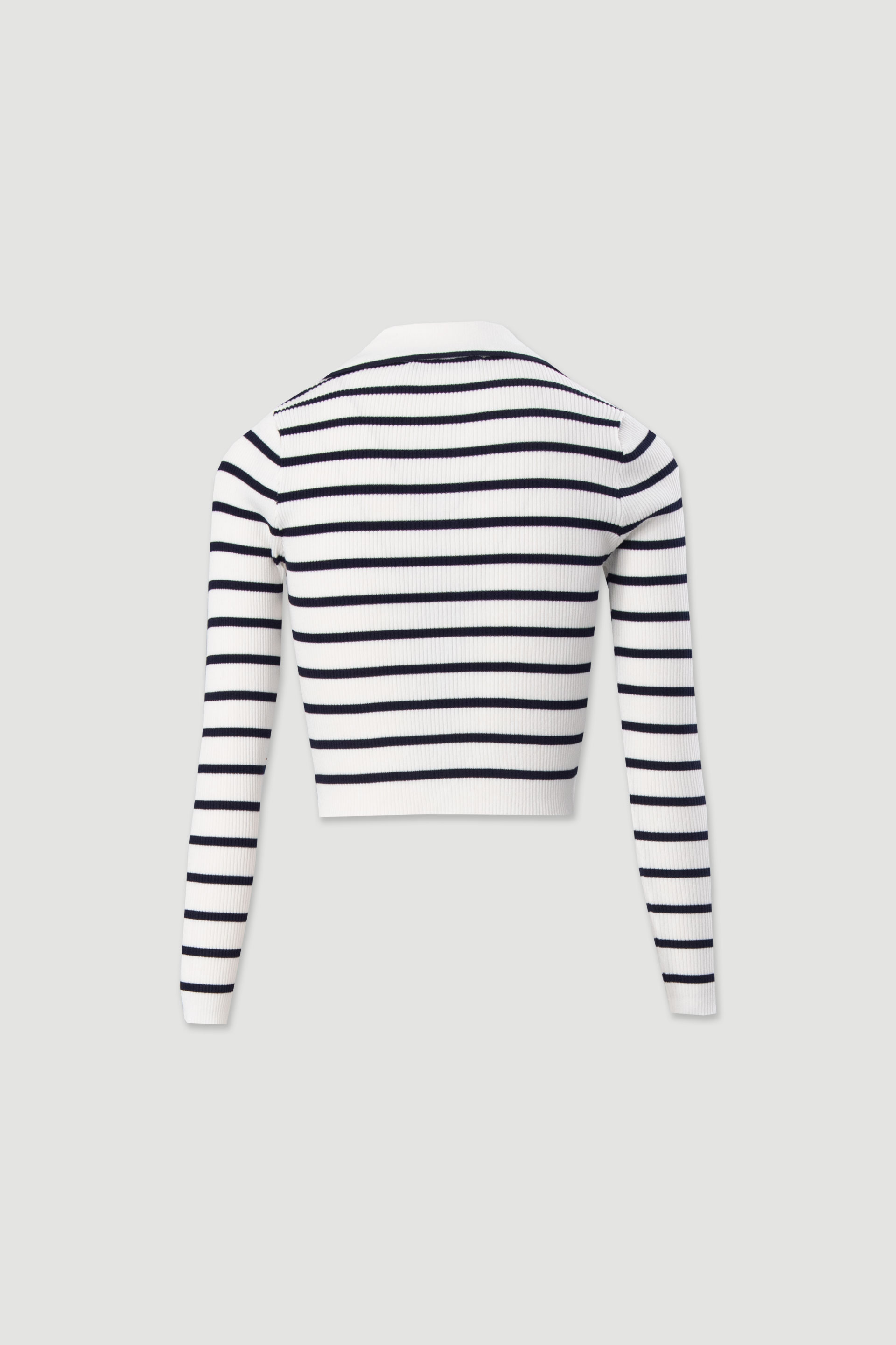 Ribbed striped knit polo
