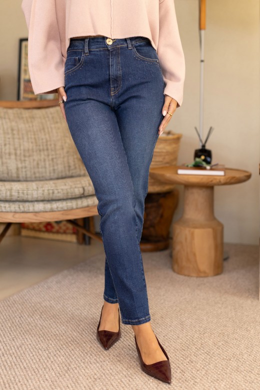 Jeans de corte reto em algodo