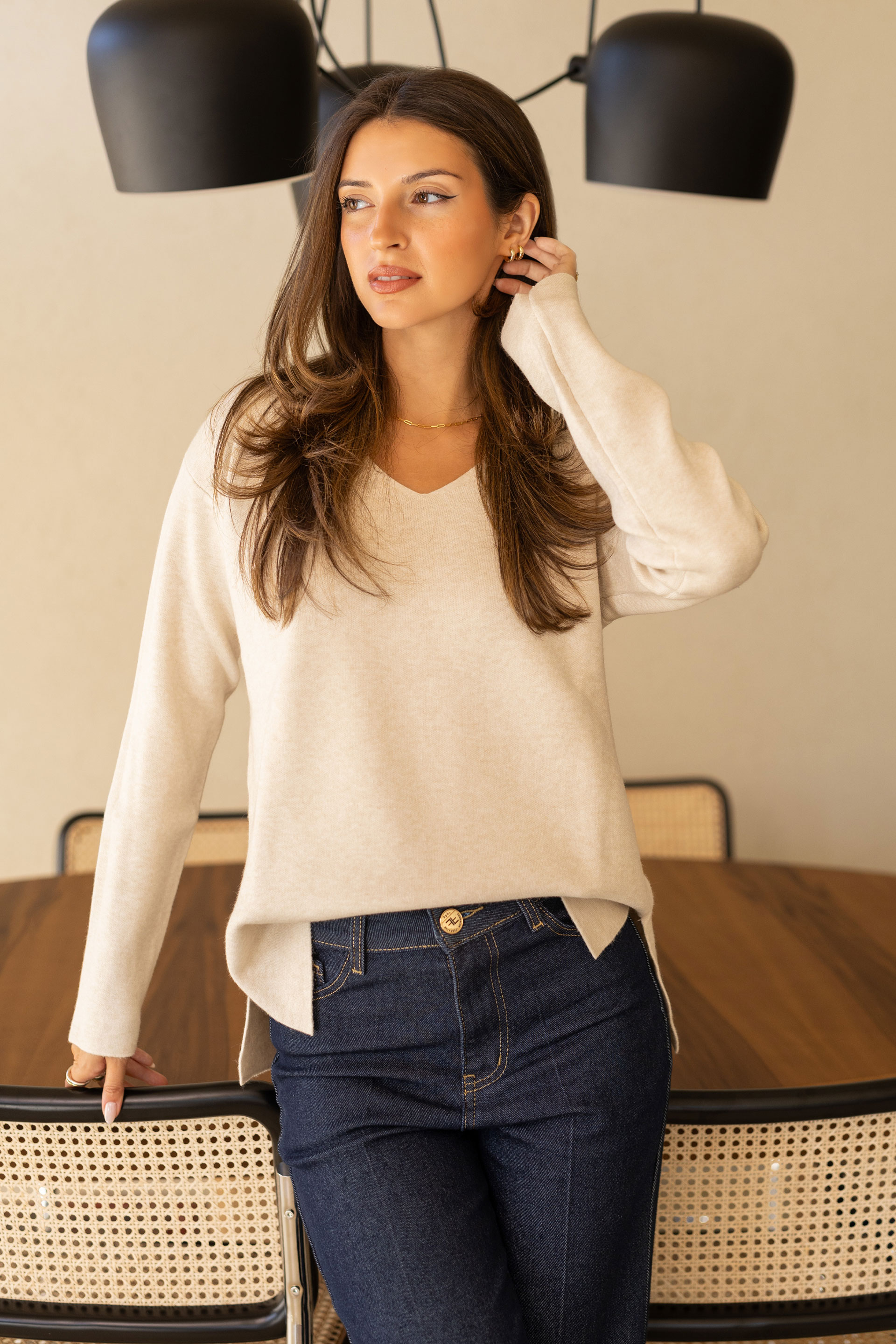 Jersey de punto con escote en v