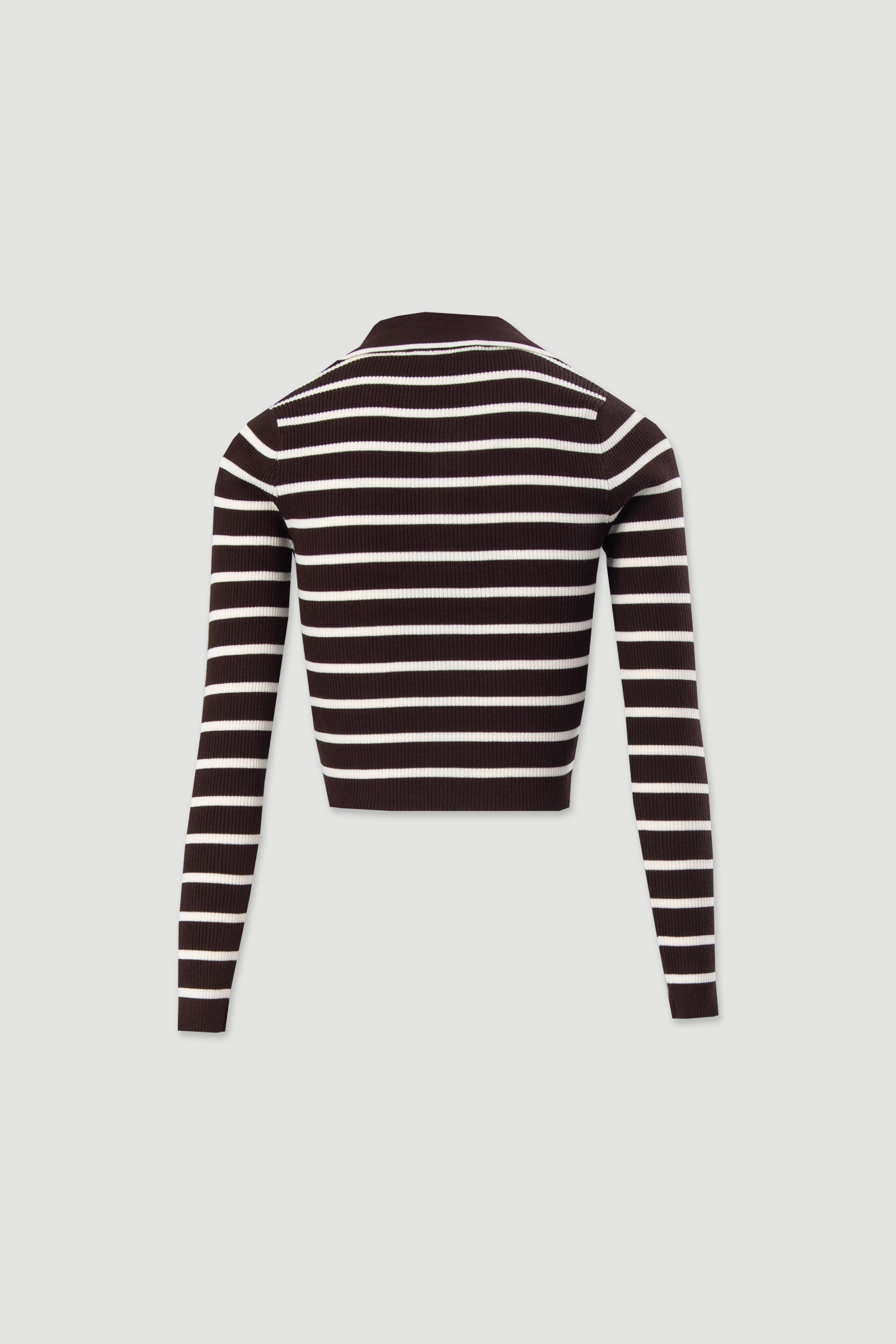 Ribbed striped knit polo