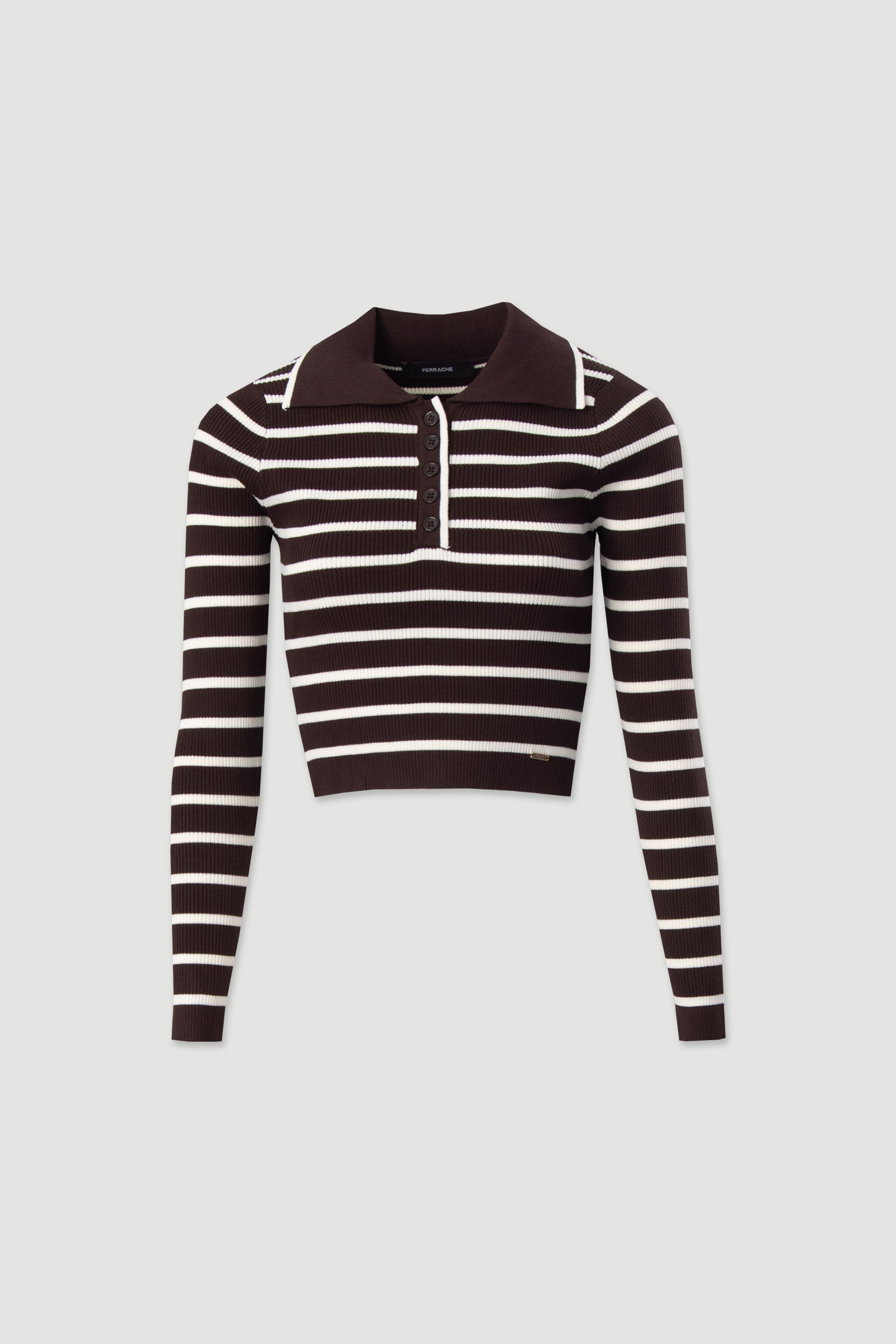 Ribbed striped knit polo