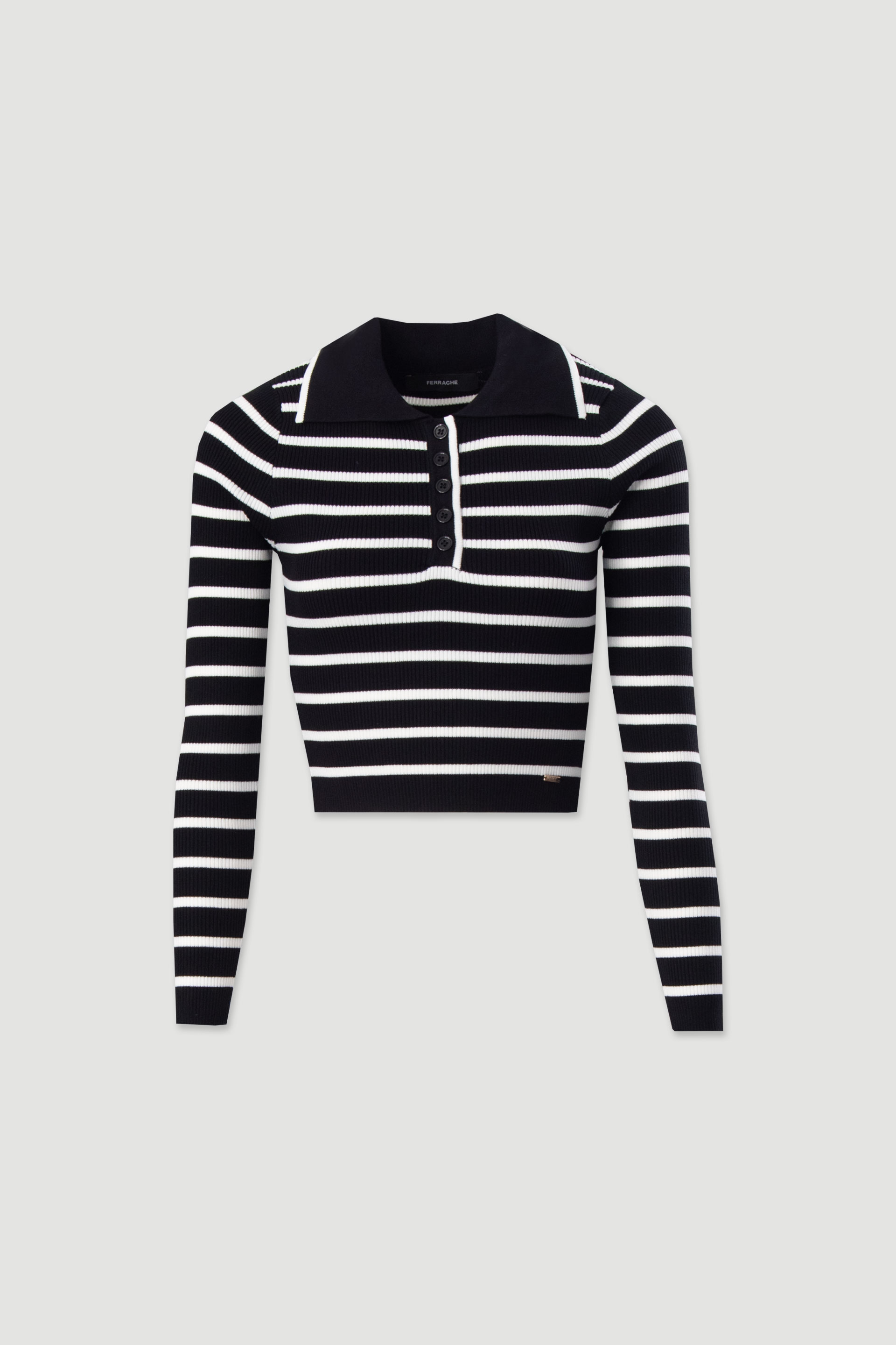 Ribbed striped knit polo