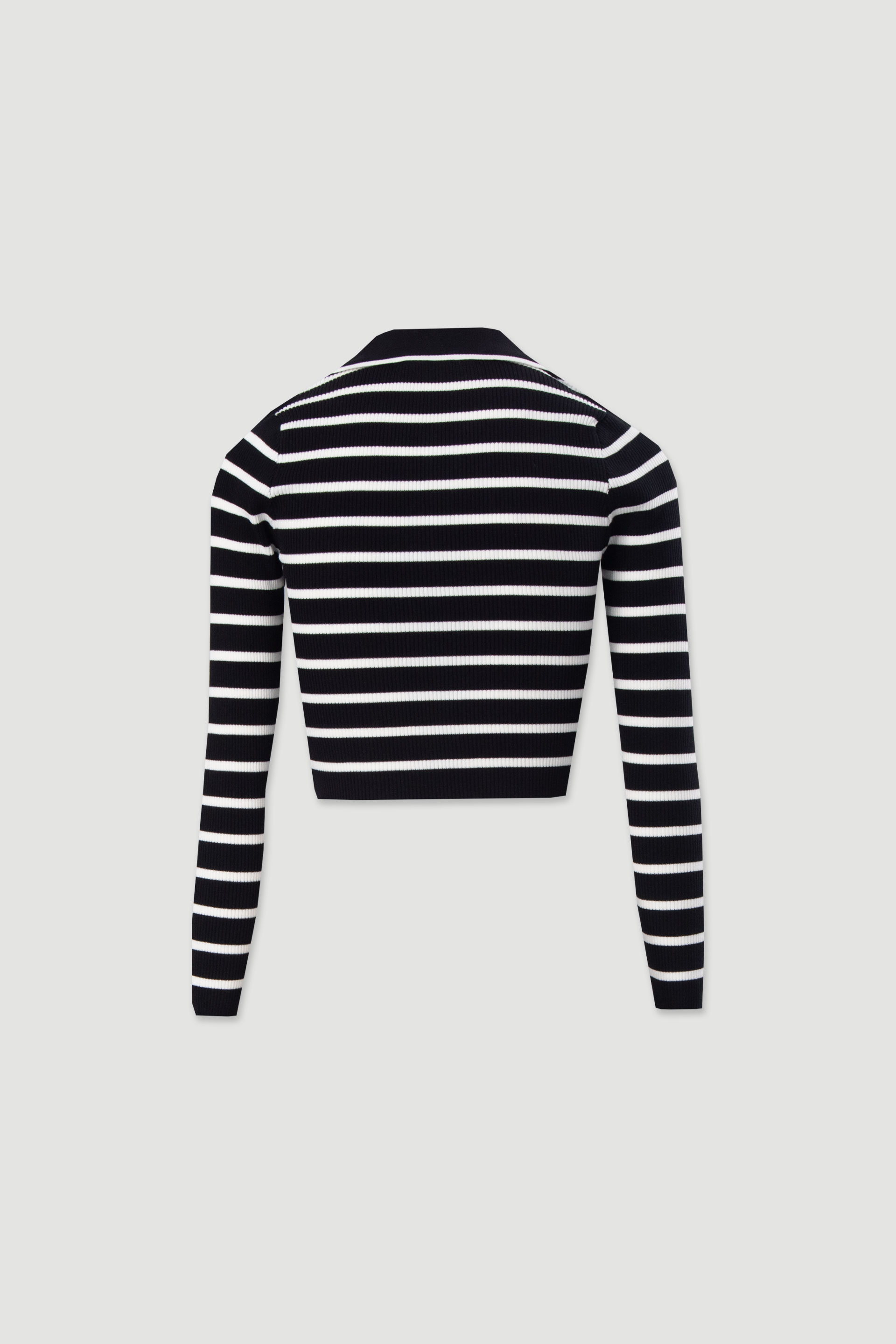 Ribbed striped knit polo