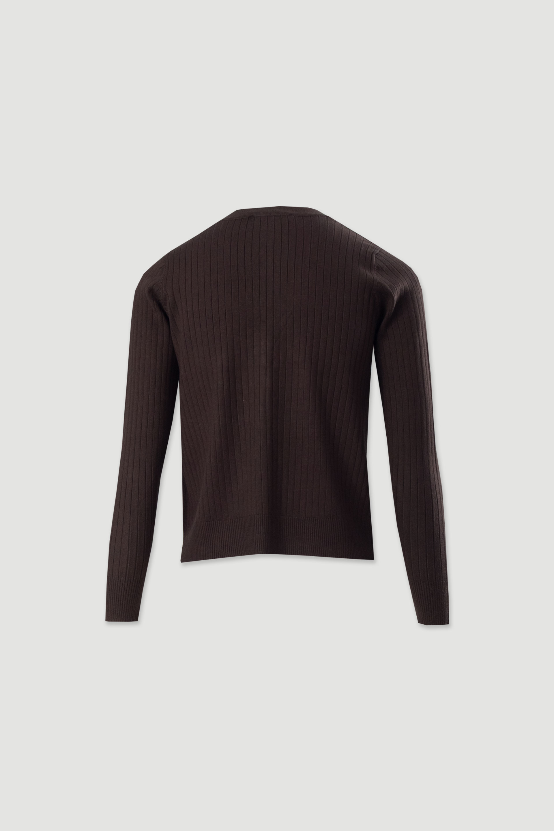 Casaco de malha canelada com decote em v