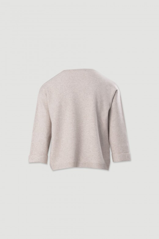 Jersey de punto con manga 3/4 y botn