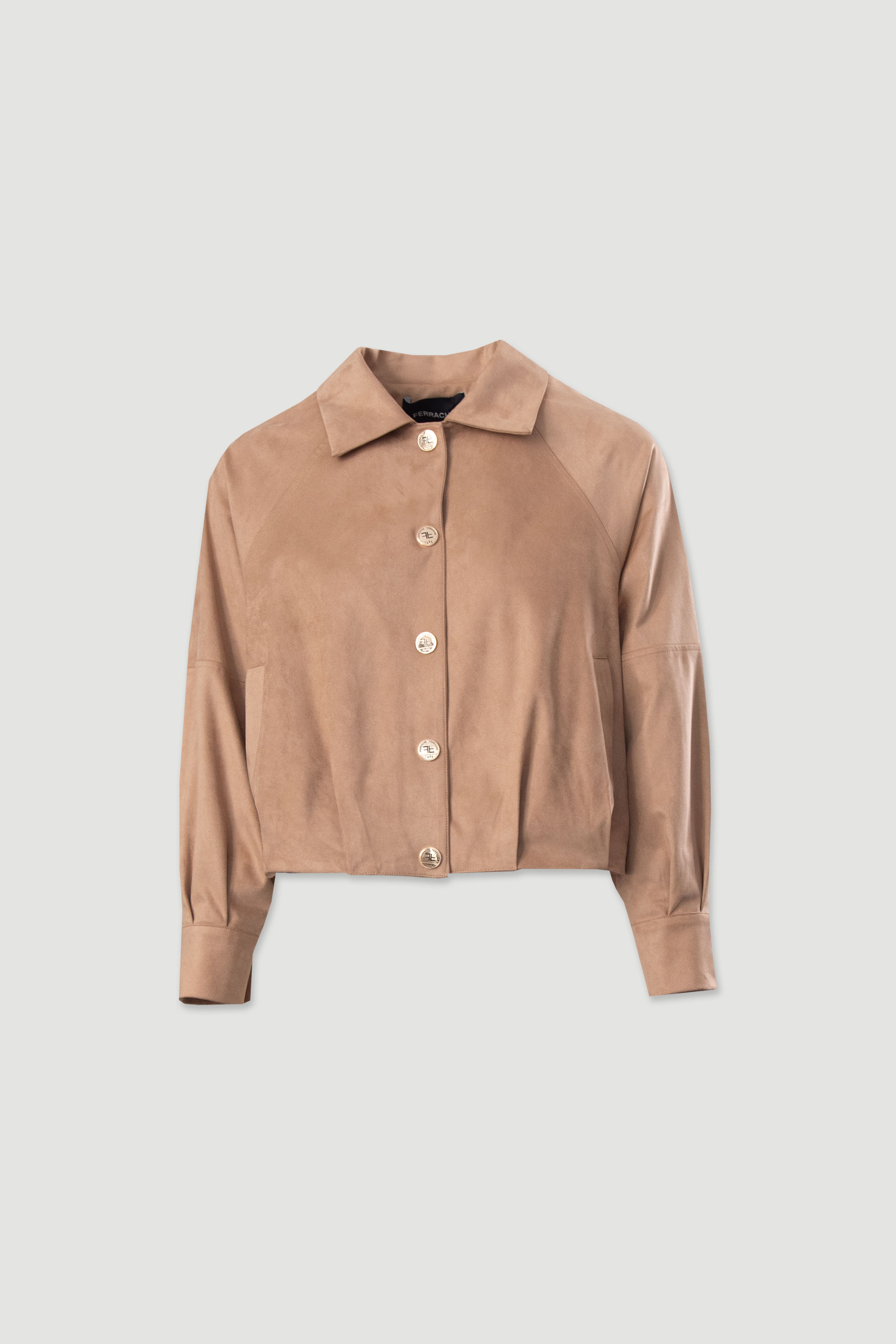 Veste courte en daim avec boutons sur le devant