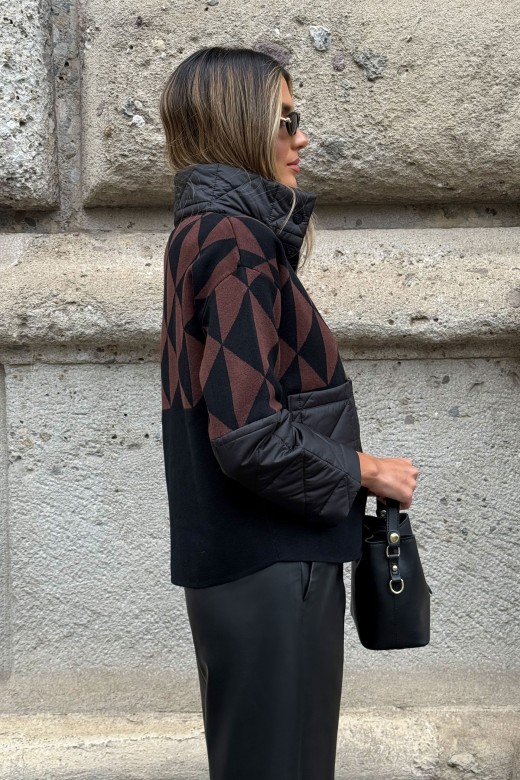 Blouson court matelass  motif gomtrique