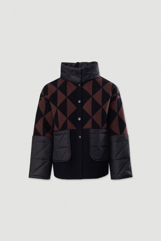 Blouson court matelass  motif gomtrique