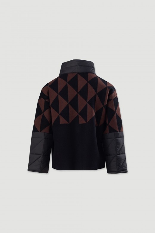 Blouson court matelass  motif gomtrique