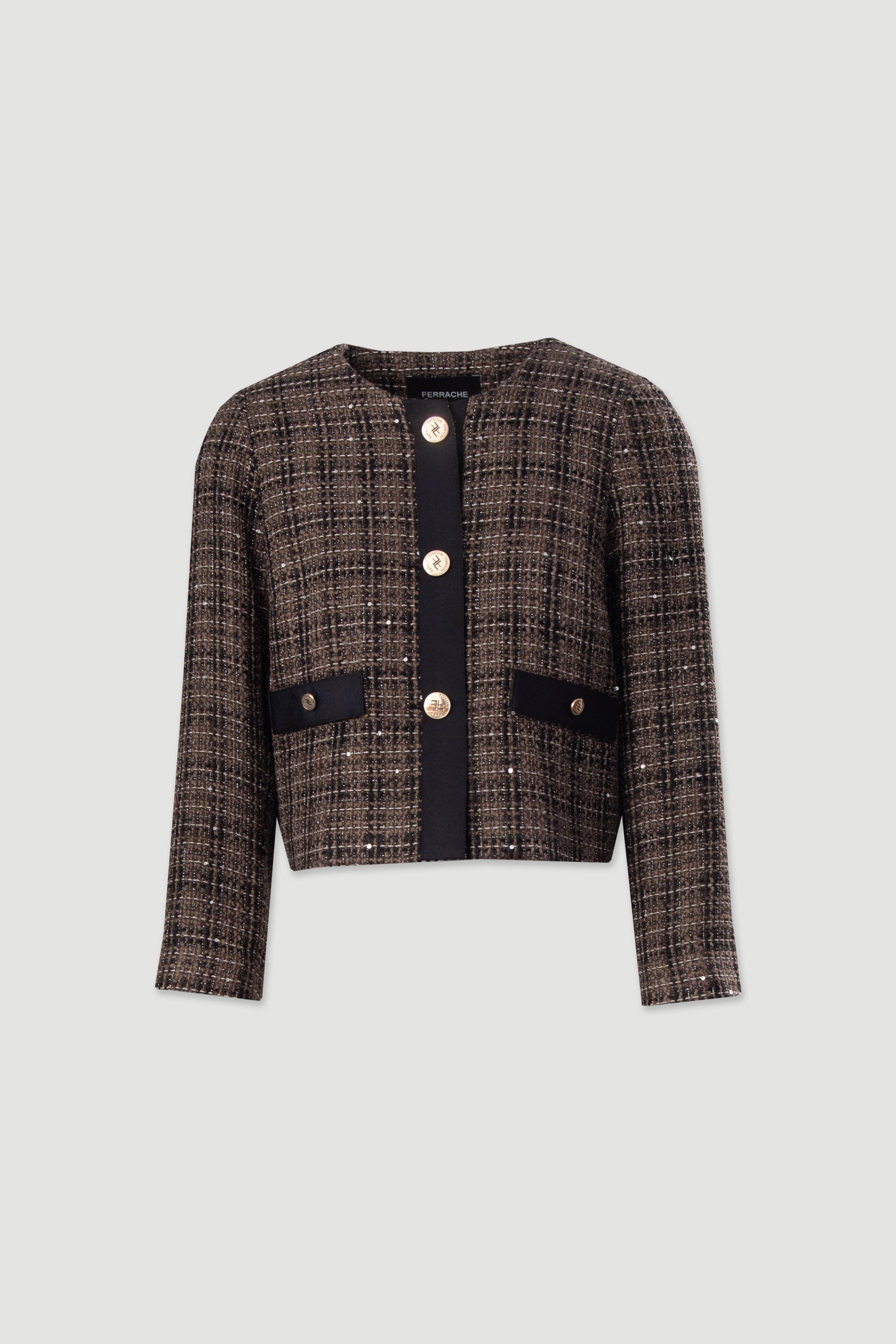 Casaco curto estruturado em tweed