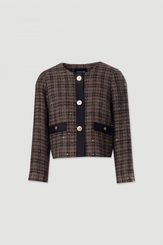 Veste courte structure en tweed