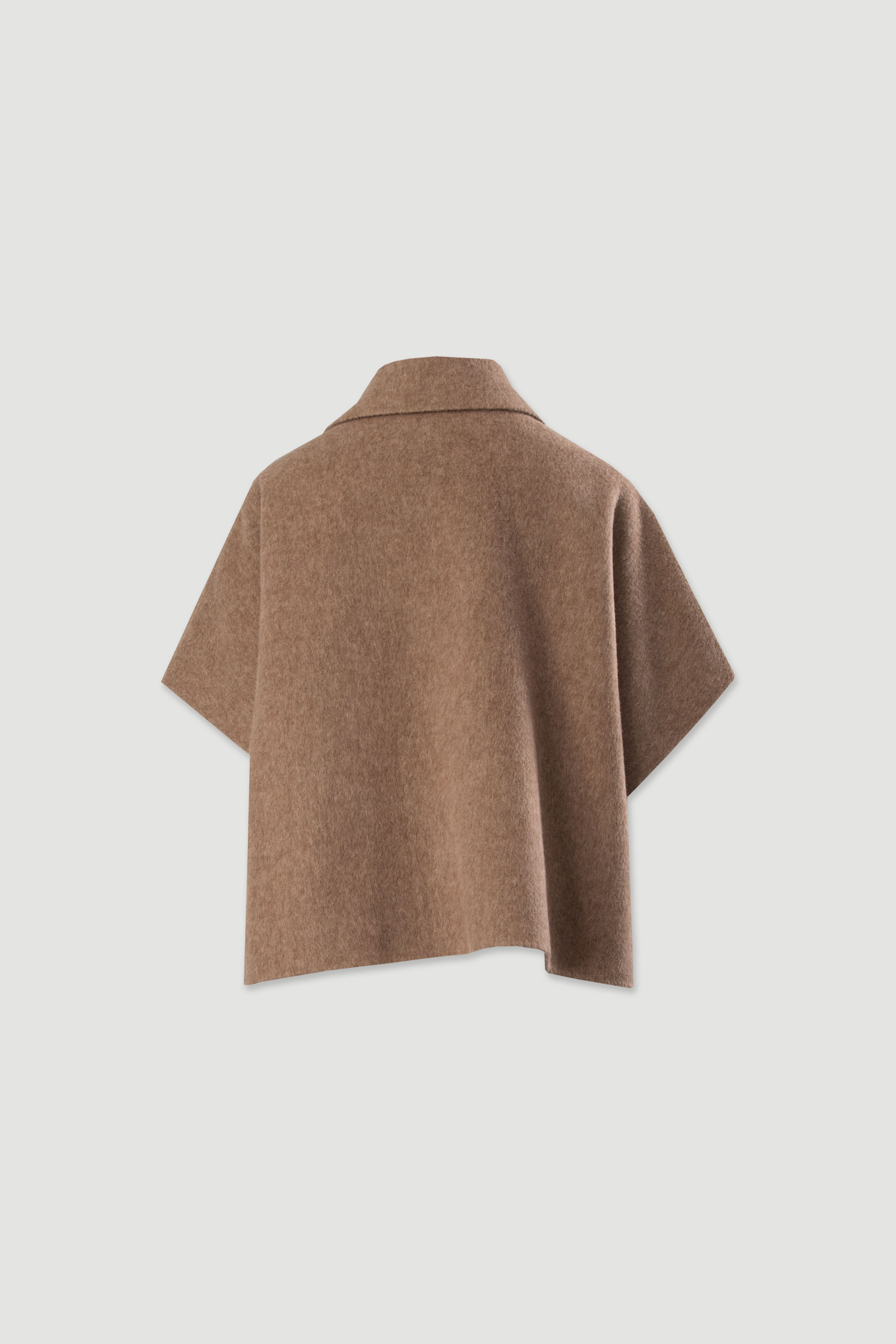 Wool cape with wide short sleeves