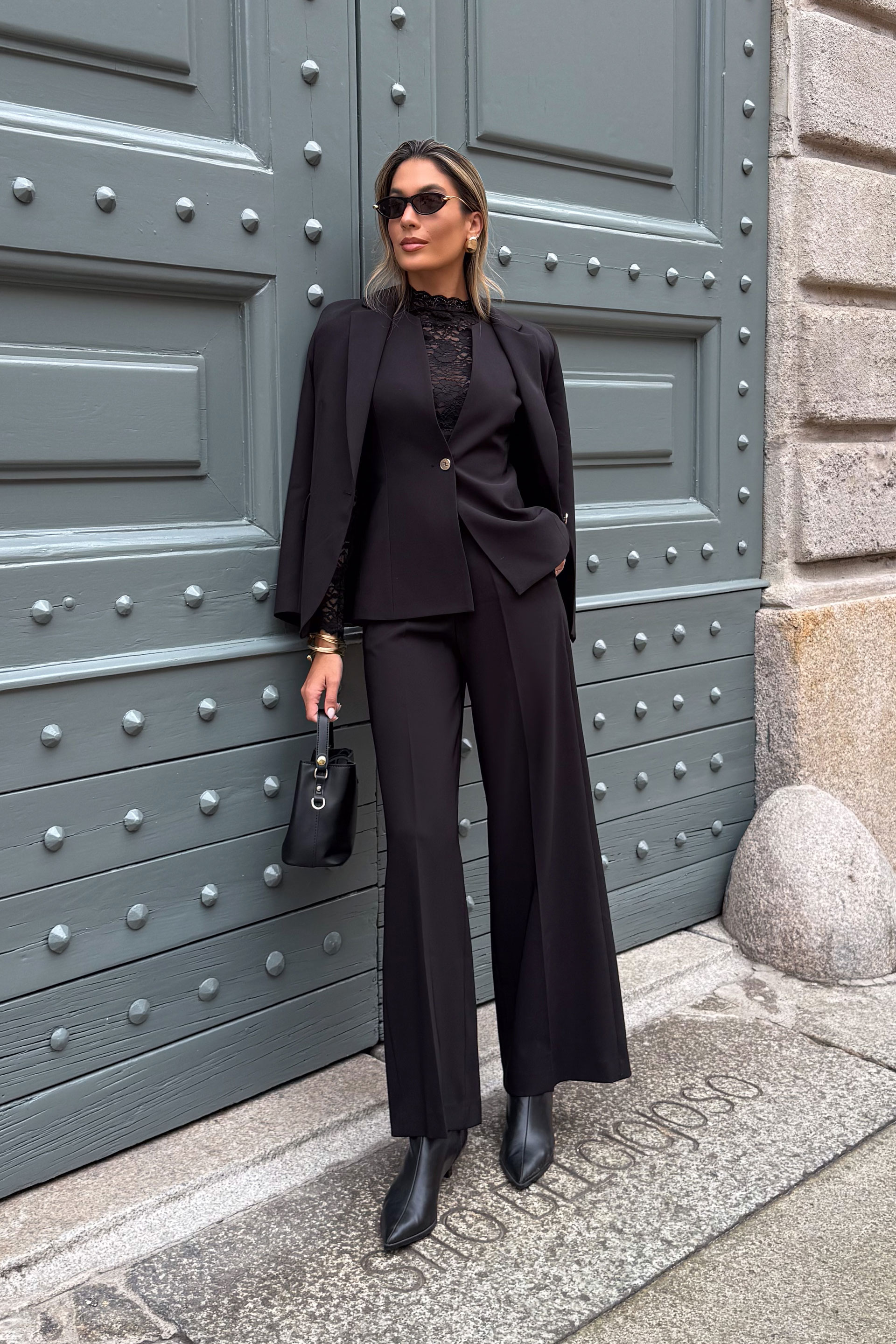 Calça clássica wide leg