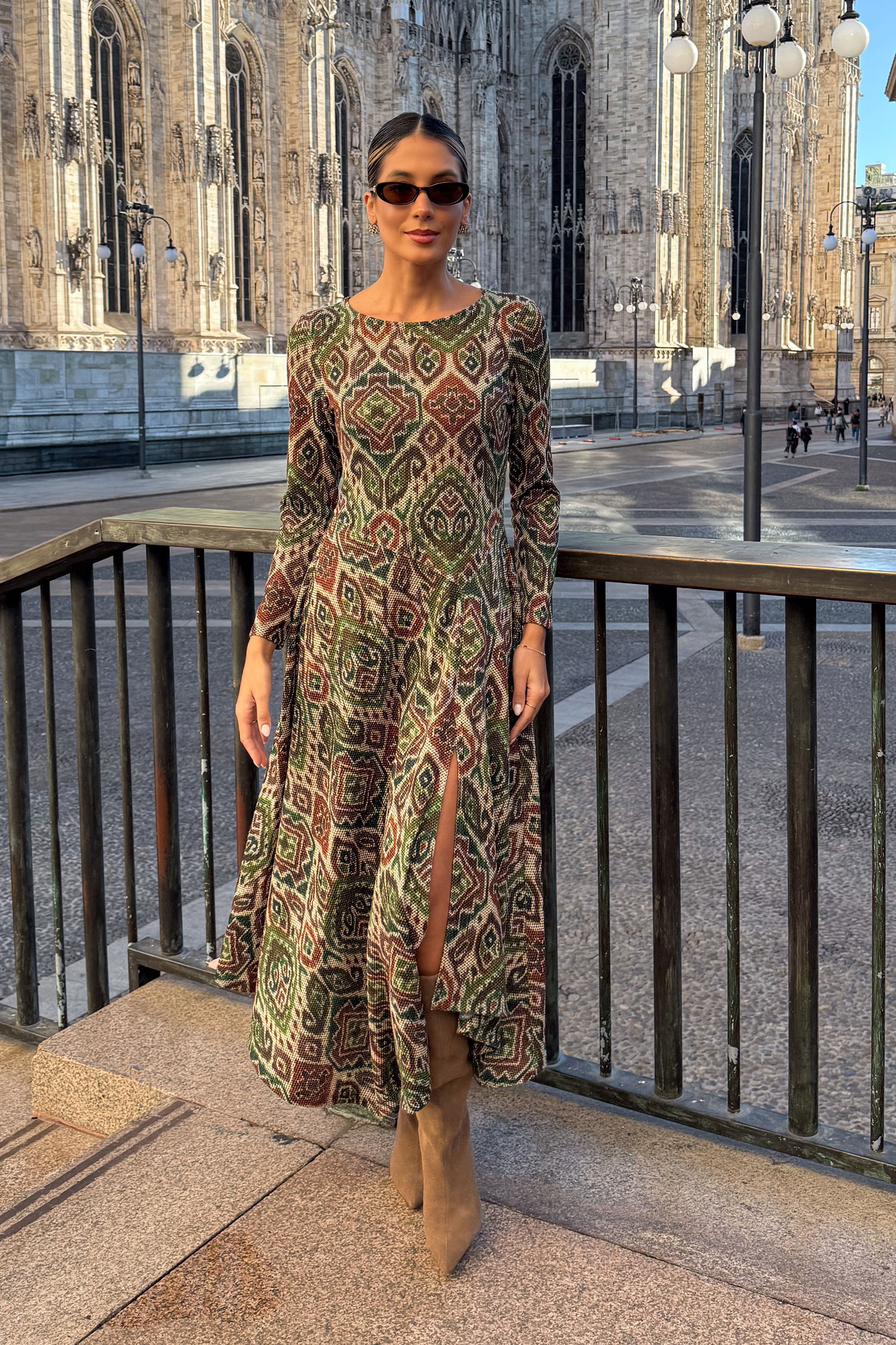 Vestido midi estampado asimétrico