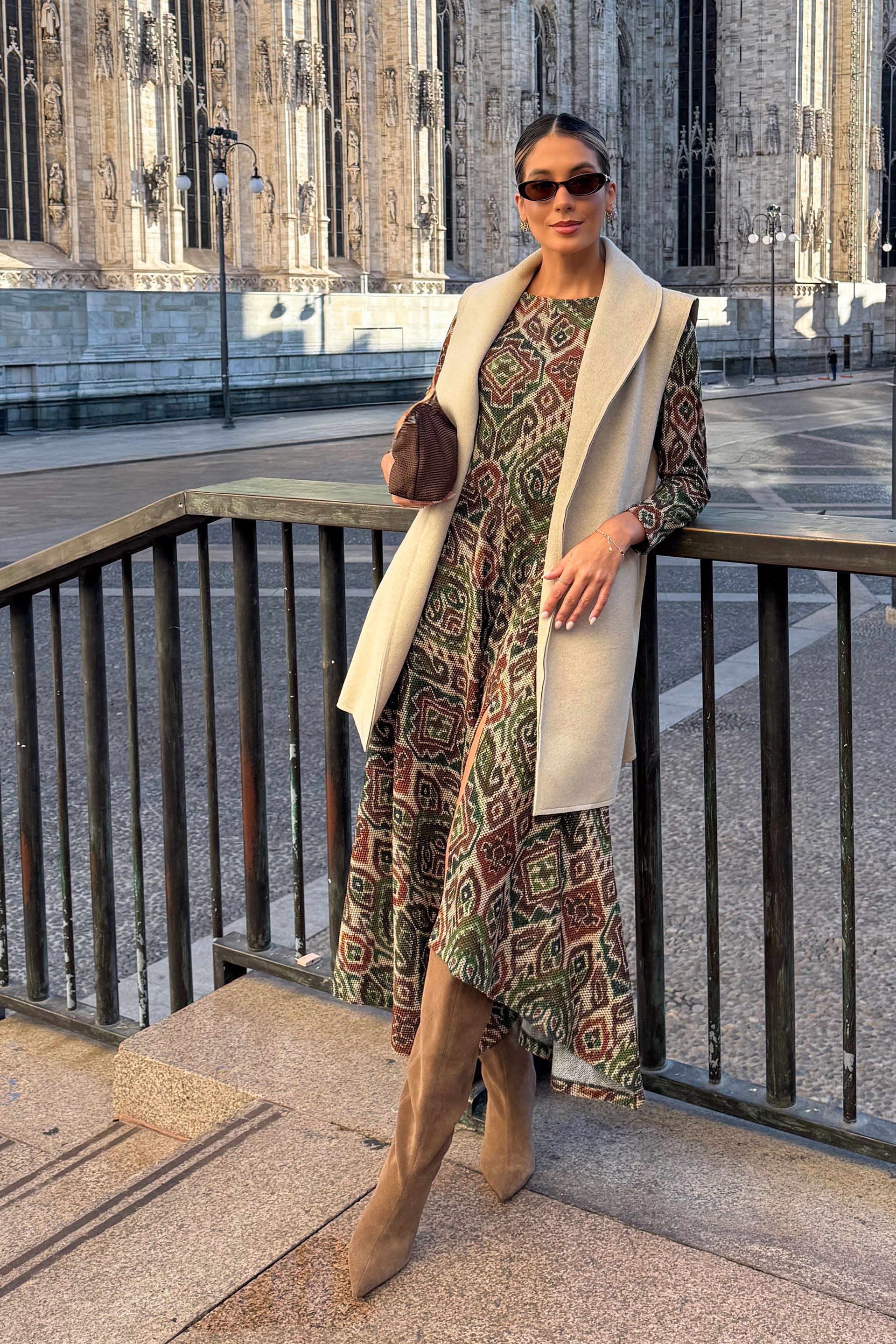 Long vest with wide lapel collar