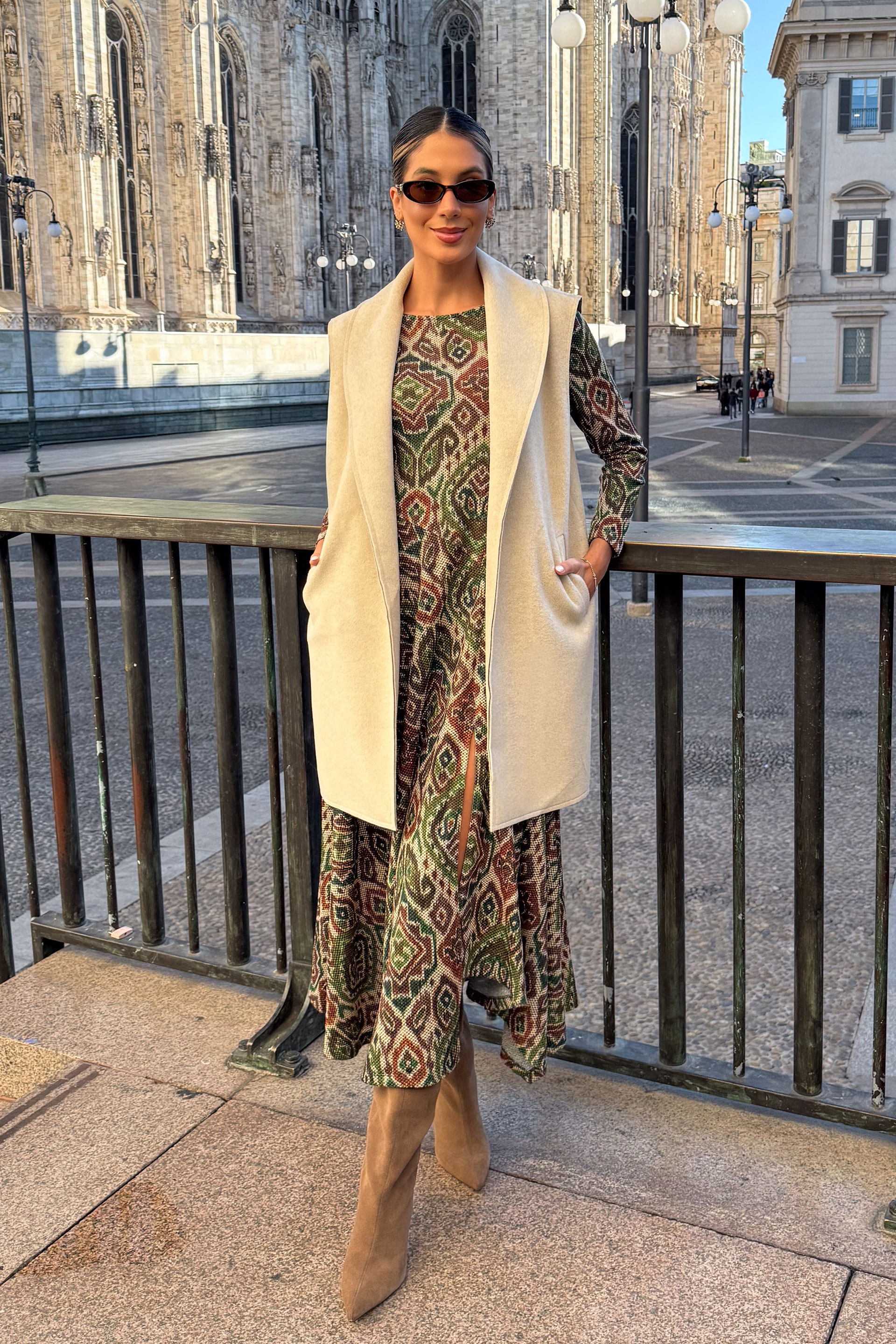 Long vest with wide lapel collar