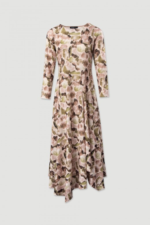 Asymmetric printed dress
