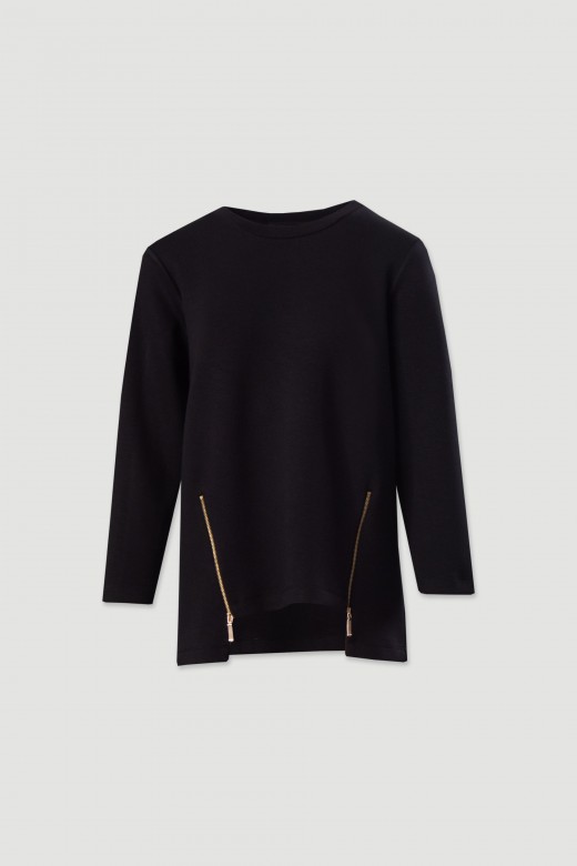 Tunic with metallic side zips