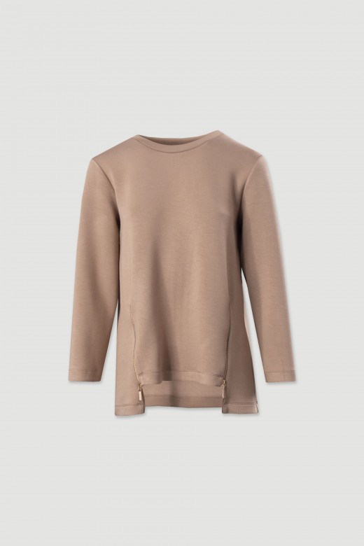 Tunic with metallic side zips