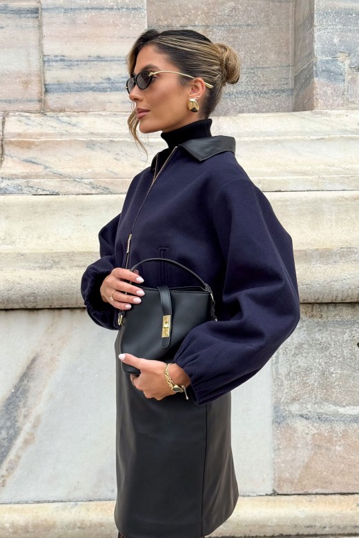 Short wool-blend bomber jacket