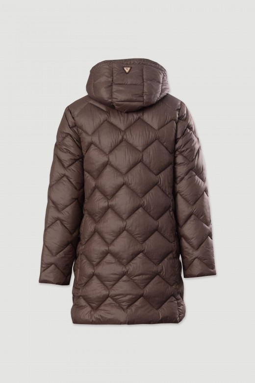Parka larga acolchada con capucha