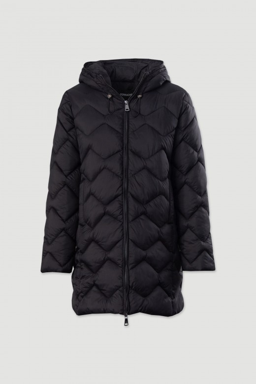 Parka longue matelasse avec capuche