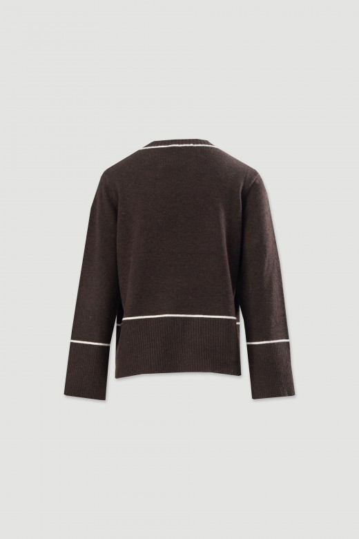 Pull en maille avec dtails de rayures contrastantes