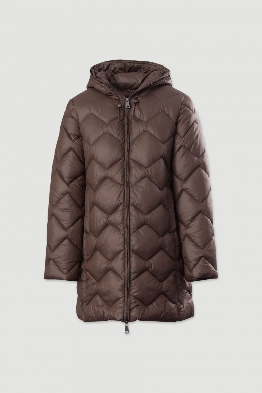 Parka larga acolchada con capucha