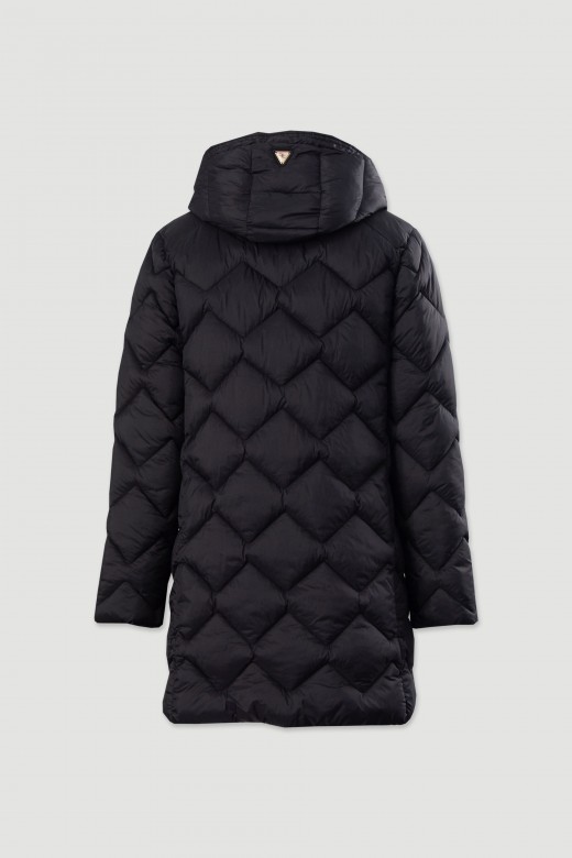 Parka larga acolchada con capucha