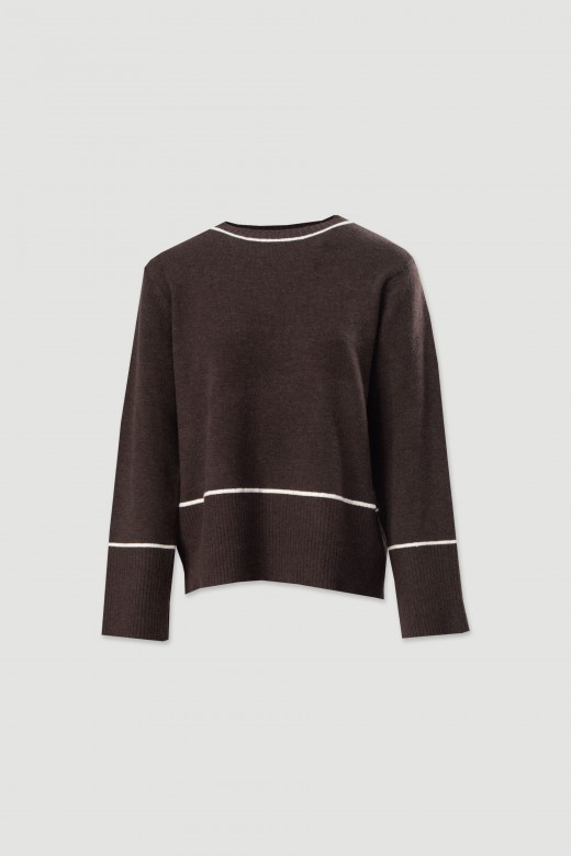 Pull en maille avec dtails de rayures contrastantes