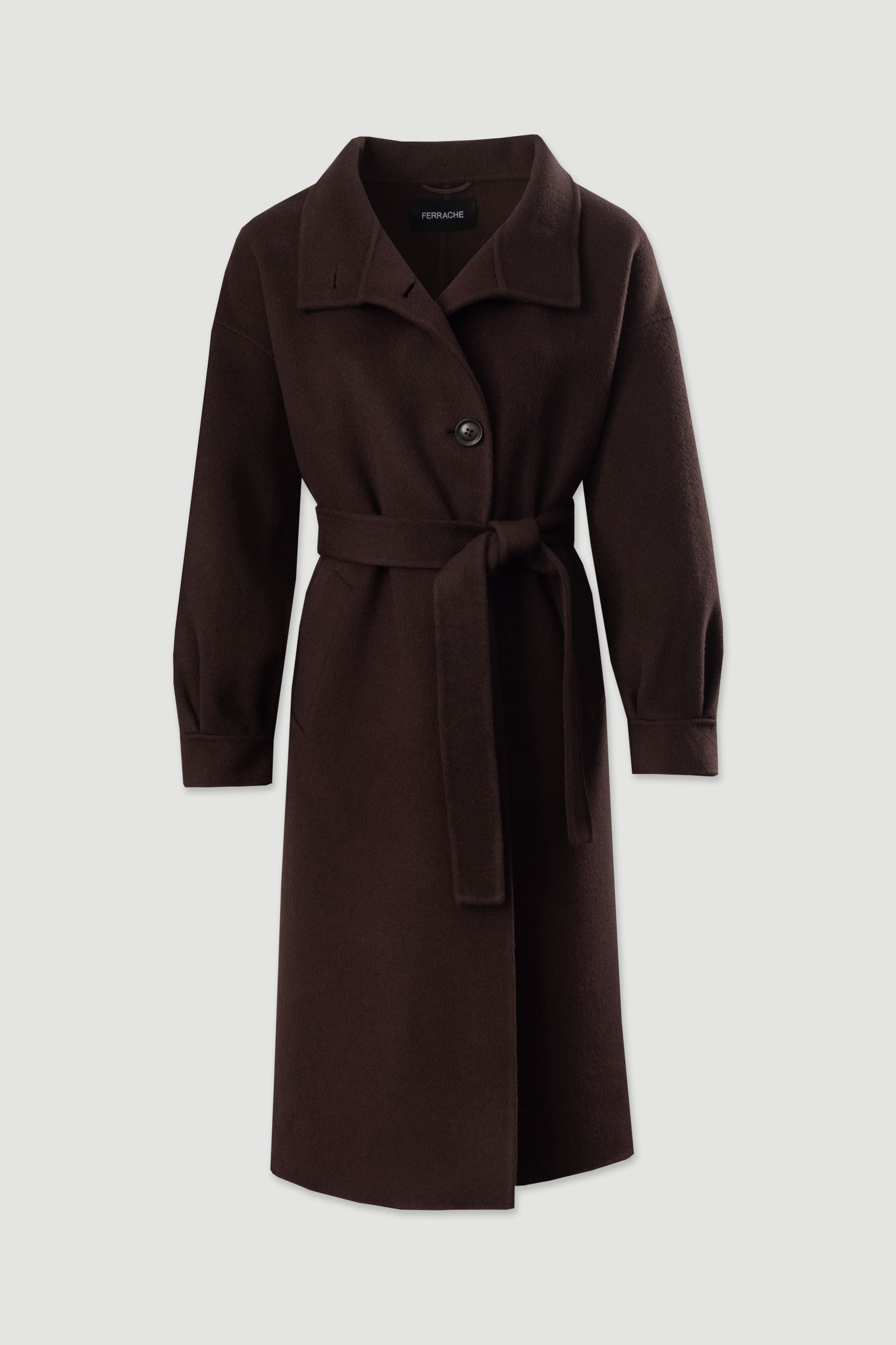 Casaco comprido em fazenda de lã