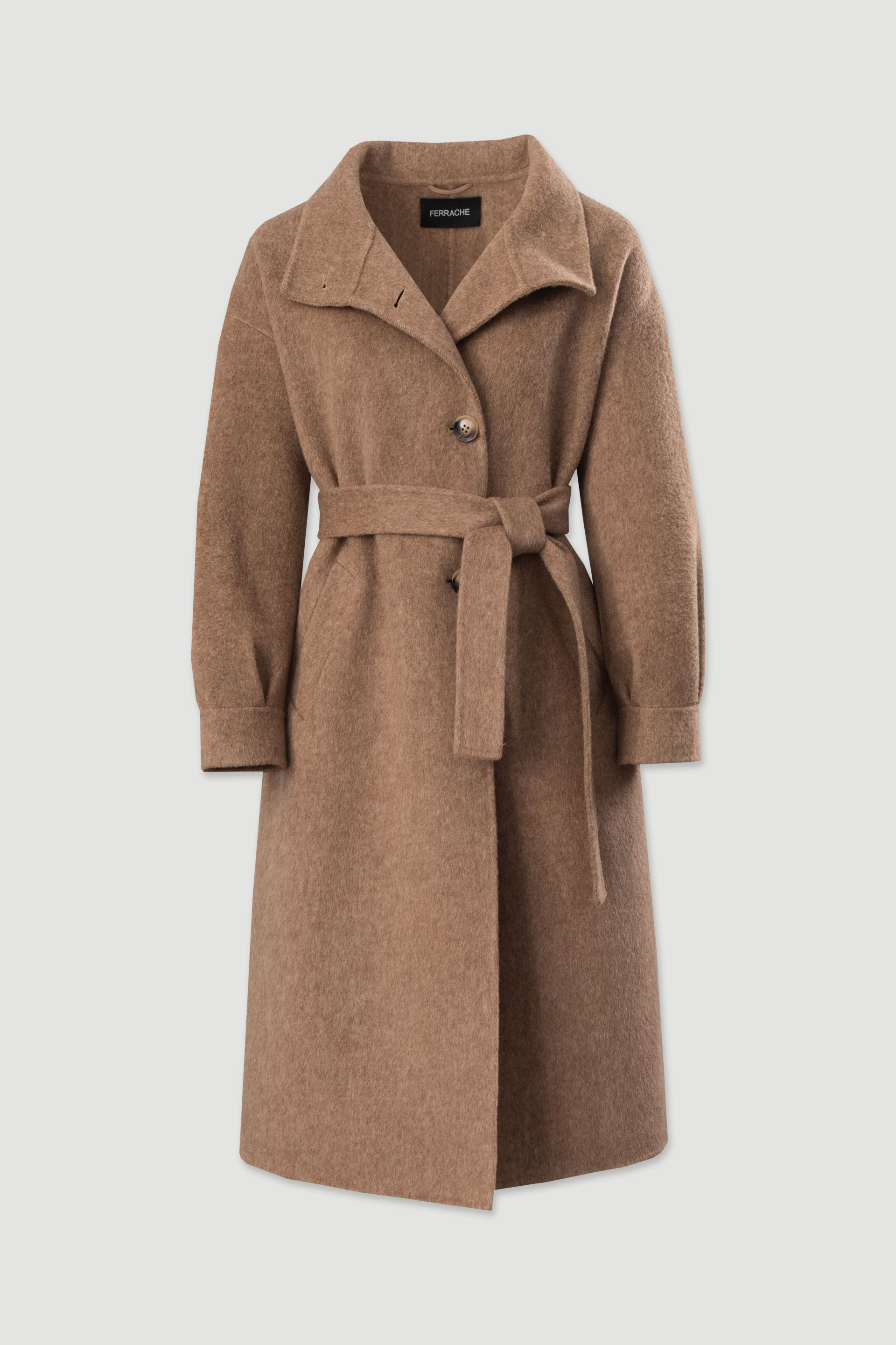 Casaco comprido em fazenda de lã