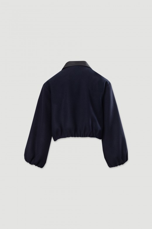 Short wool-blend bomber jacket