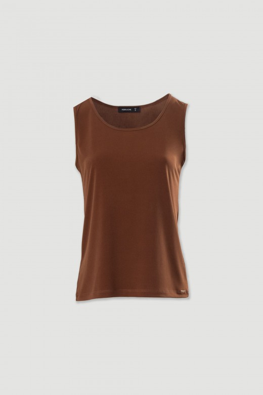 Top basique en maille avec encolure ronde