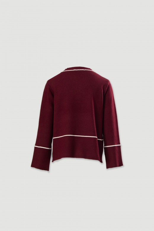 Pull en maille avec dtails de rayures contrastantes