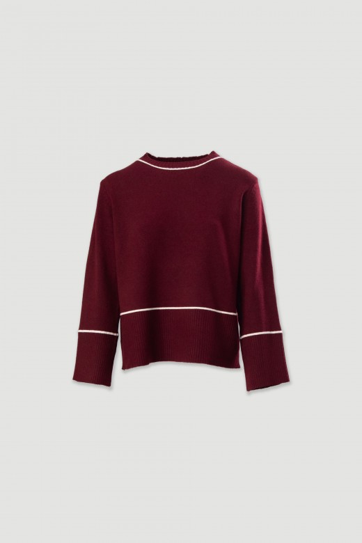 Pull en maille avec dtails de rayures contrastantes