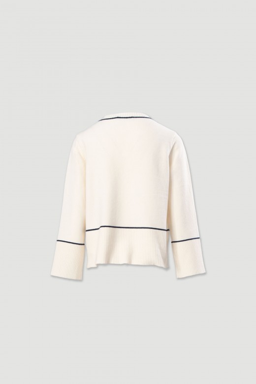 Pull en maille avec dtails de rayures contrastantes
