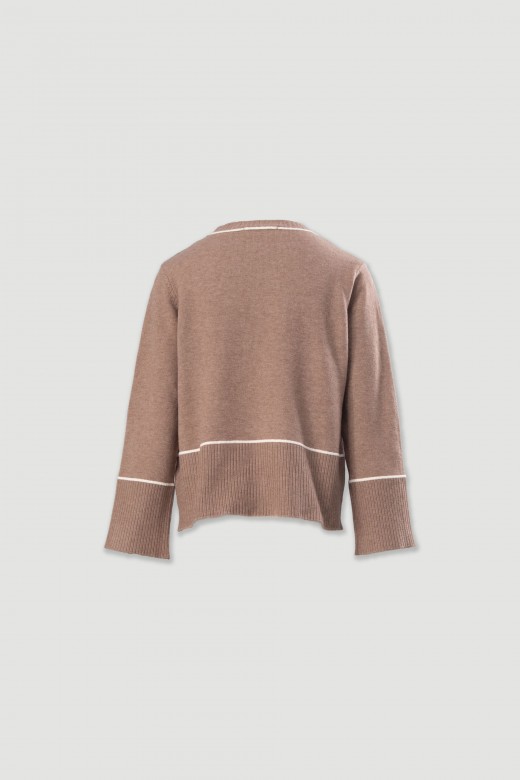 Pull en maille avec dtails de rayures contrastantes