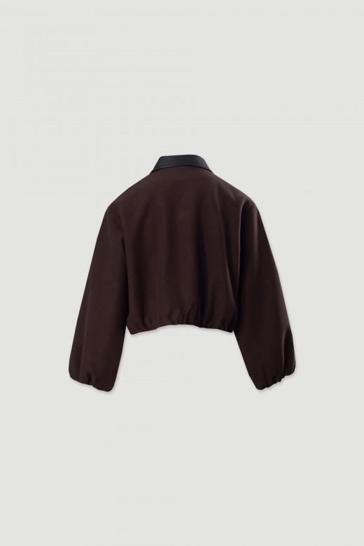 Blouson bomber court en drap de laine